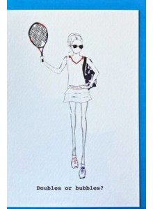 Greeting Card – Tennis Girl “Doubles or Bubbles?